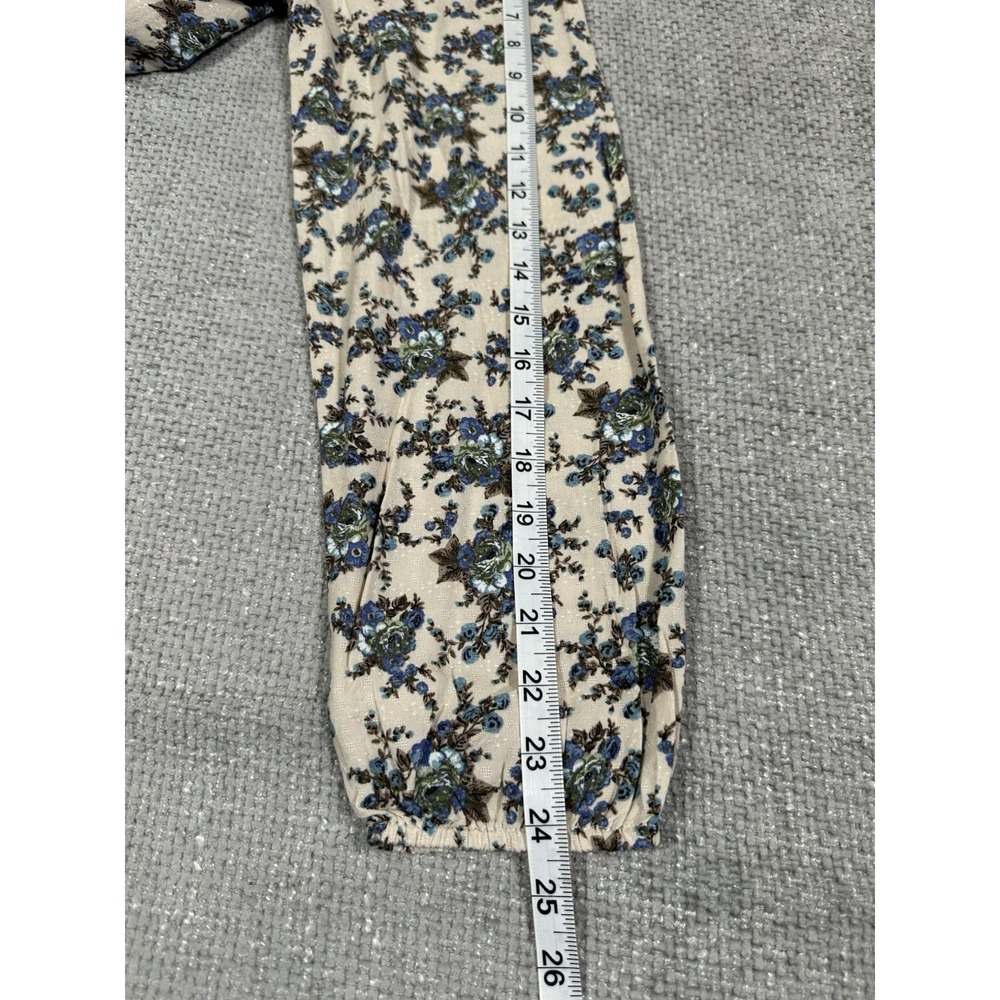Lucky Brand Top Womens Medium Floral Pintuck Peasant Cottage Sleeve Read - Picture 8 of 11